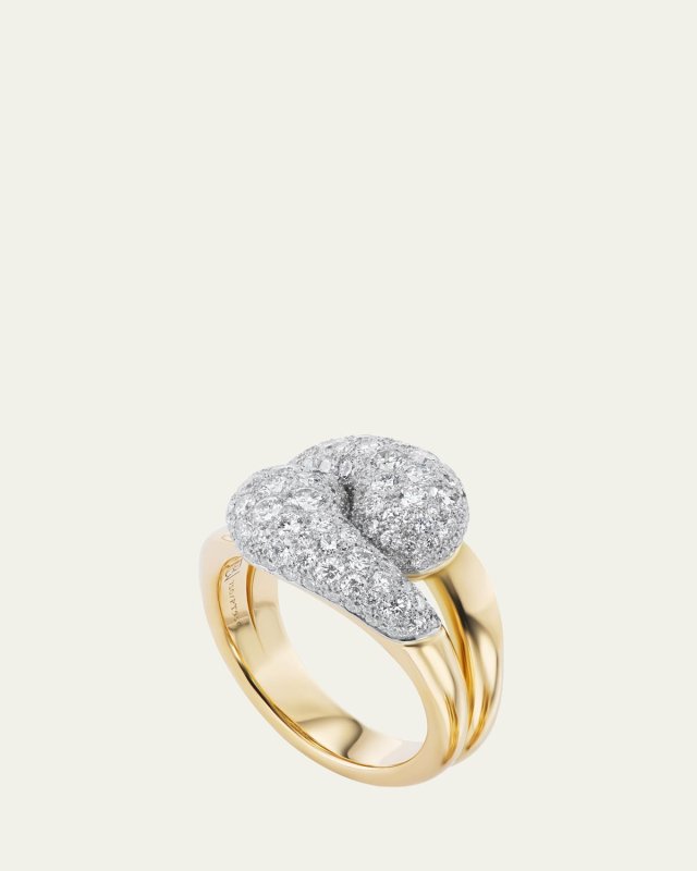 18K Mini Pave Diamond Knot Ring